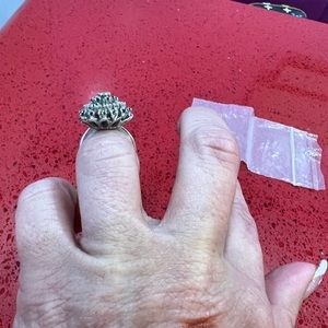 Diamond and sapphire ring in white gold